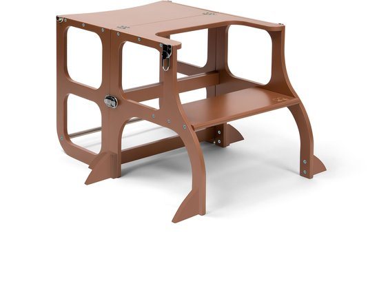 Ette Tete Step 'n Sit - Leertoren - Mocha Mouse met zilveren clips - Inklapbaar tot tafel en stoel - Met extra support - Learning Tower - Montessori inspired - Keukentrap - Keukenhulp - Leerstoel - Veilig -Duurzaam