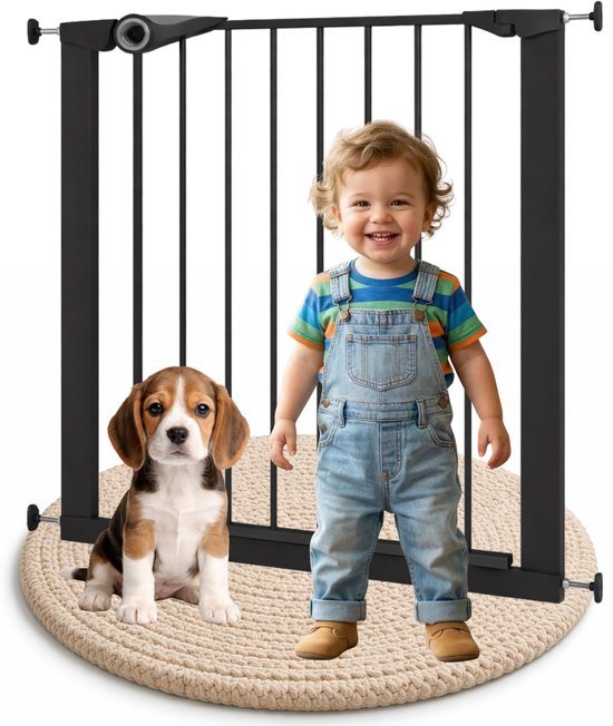 Noma Easy Pressure Fit Klemhekje Zwart | Traphekje Zonder Boren | 75-82 cm | Hondenhek | Klembevestiging