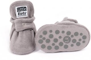 Little Riots - Babyslofjes - Fleece Stepper - Antislip - Grijs - 6-12 Maanden (11,5cm) - Schoenmaat 18-19