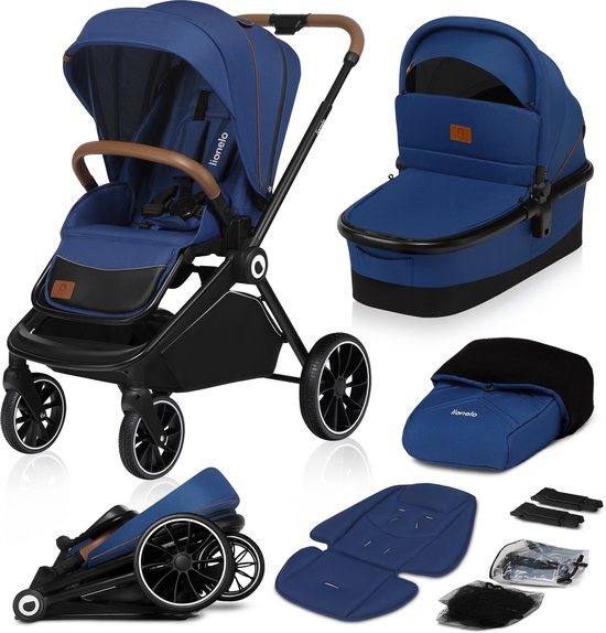 Lionelo Mika 2 in 1 Kinderwagen - Reiswieg + Buggy - Vanaf geboorte tot 22 kg (0-4 jaar) - Volledige Vering - Ventilatiepanelen - Baby Draagbaar - Comfortabel Ligmatras - Snel Inklapbaar - Regenhoes - Muskietennet - Voetenzak - Wandelwagen - Peuter