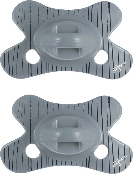 Difrax Natural Fopspeen - 0 tot 6 Maanden - Grijs - 2 Stuks