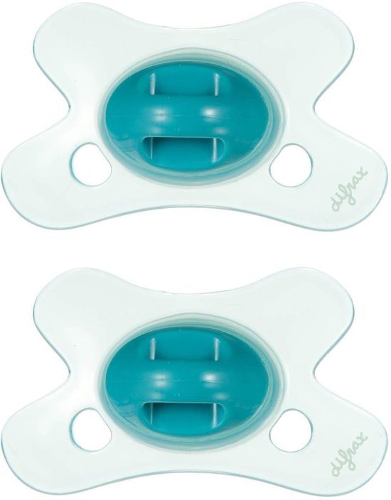 Difrax Natural Fopspeen - 0 tot 6 Maanden - Turquoise - 2 Stuks