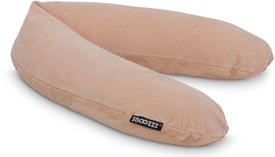 Snoozzz Voedingskussenhoes - Hoes voor voedingskussen zwangerschapskussen - 185 cm - Zachte Teddy - Rib Soft Blush