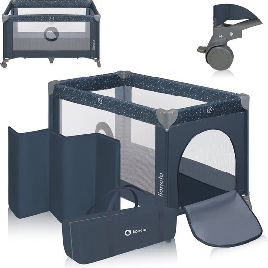 Campingbedje 3 in 1 - Baby Bed / Inklapbare Box / Reisbedje - 60x120 cm - 0-36 maanden / tot 15 kg - MET comfort MATRAS - Zij-ingang met rits - Wielen - Transporttas - Lionelo Stefi Babybed Babybox Ledikant