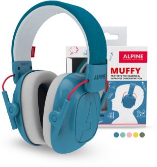 Alpine Muffy Kids Gehoorbescherming Kinderen 25 dB (5–16 Jaar) - Verstelbare Oorkappen voor Focus, School & Evenementen - Comfortabele & Opvouwbare Oorbeschermers - Blauw