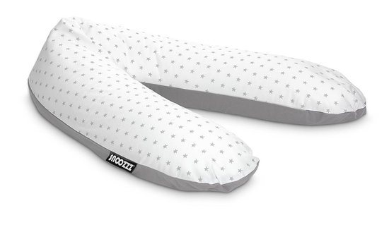 Snoozzz Voedingskussen Zijslaapkussen Lichaamskussen Premium kwaliteit - 185 cm - microparel vulling - luxe draagtas - 100% katoen - Mini Ster Grijs