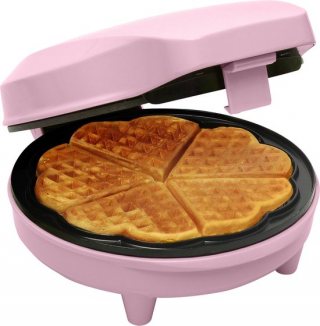 Bestron Wafelijzer - ASW217 - 700W - 5 hartvormige wafels - Anti aanbaklaag - Roze