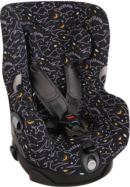 Autostoelhoes Geschikt voor Maxi Cosi Axiss - Zomerhoes - Maxi Cosi Hoes Groep 1+ - Zacht Katoen - Perfecte Pasvorm - Zwart Dino