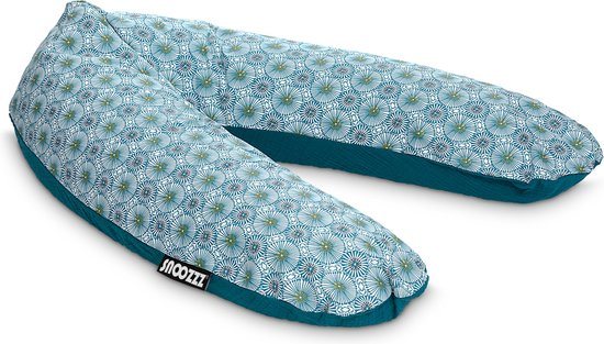 Snoozzz Voedingskussenhoes - Hoes voor voedingskussen zwangerschapskussen - premium kwaliteit - 185 cm - 100% katoen - Womby Petrol