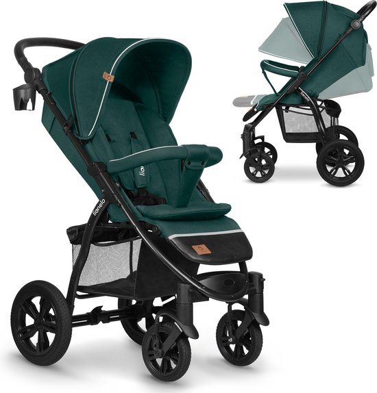 Lionelo Annet Tour - Buggy van 0 tot 4 jaar (of 22 kg) – Opvouwbaar met Eén Hand - Verstelbare Rugleuning tot Ligpositie - Onderhoudsvrije Grote Rubberen Wielen - XXL Luifel met Venster UPF50+ - Voetenzak - Muskietennet - Bekerhouder - Kinderwagen