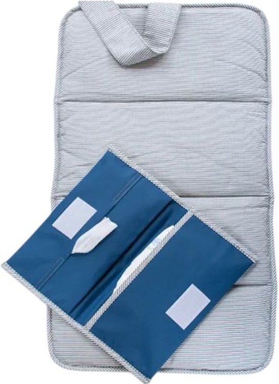 KipKep Napper Combi-set - Denim Blue - Verschoonset - verschoonmatje en luier-etui - blauw - wasbaar - gerecyclede materialen