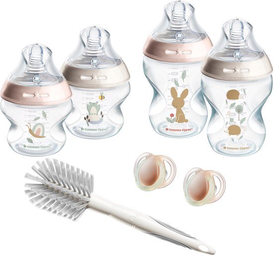 Tommee Tippee Natural Start Babyflessen Startersset - flessen van 150 ml en 260 ml voor pasgeboren baby's 0m+ - roze