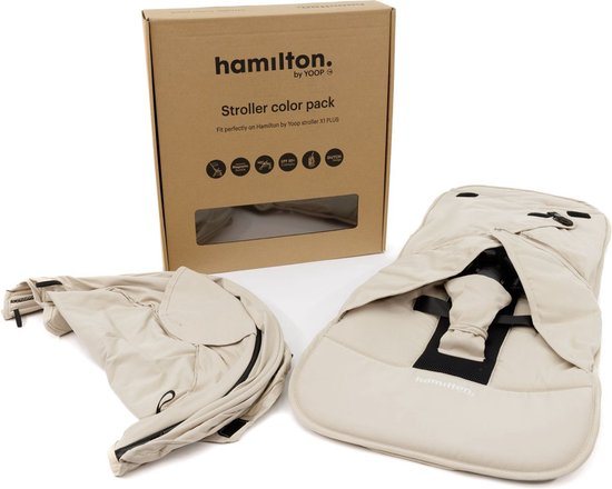 Hamilton by Yoop Buggy Bekledingset Color Pack – Stroller bekleding voor de Hamilton by Yoop X1 Plus & S1 Plus buggy's – Makkelijk te Monteren Kinderwagenhoes – Beige