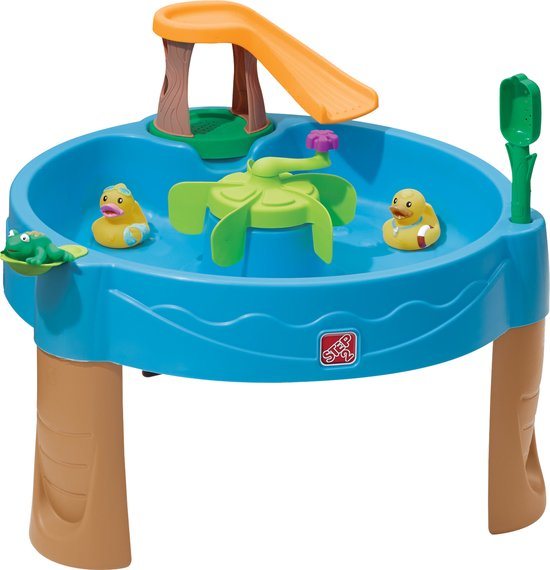 Step2 Duck Pond Watertafel - Met 6 accessoires: eendjes, spuitende kikker, schep en flipper - Waterspeelgoed voor kind - Activiteitentafel met water voor de tuin / buiten