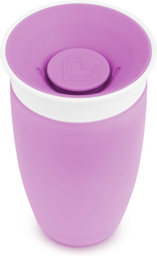 Munchkin Miracle Anti-Lek 360° Drinkbeker - Sippy Cup - Oefenbeker voor Baby en Kind - 296ml - Paars