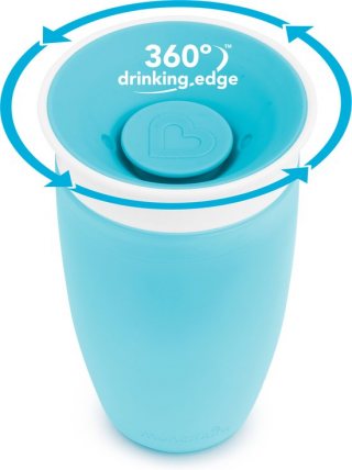 Munchkin Miracle Anti-Lek 360° Drinkbeker - Sippy Cup - Oefenbeker voor Baby en Kind - 296ml - Blauw