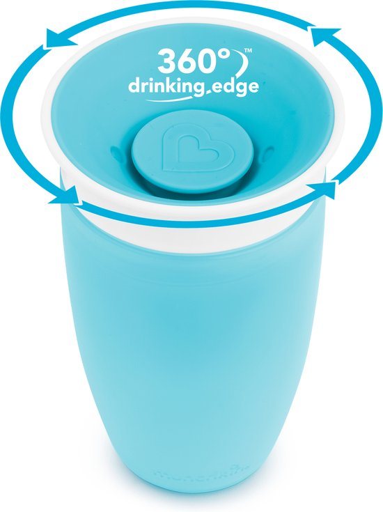Munchkin Miracle Anti-Lek 360° Drinkbeker - Sippy Cup - Oefenbeker voor Baby en Kind - 296ml - Blauw