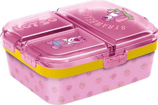 Toy Story Lotso Kinderlunchbox – Broodtrommel met 4 vakken voor kinderen vanaf 4 jaar - Vaatwasserbestendig & BPA-vrij - Roze
