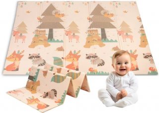 Speelmat - Inclusief Luxe Opbergtas - Dubbelzijdig - Speelkleed - Speelmat Baby - Speelkleed Baby - Speelmat Foam - 150 x 200 cm - Opvouwbaar - Beige - Baby Speelgoed 6 maanden - Baby cadeau - Kraamcadeau