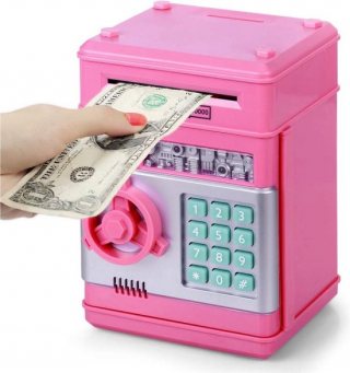 Piggy Bank - Kluis met Pincode - Roze - Spaarpot Kind - Munten & Briefgeld - educatief speelgoed - leer je kind geld sparen