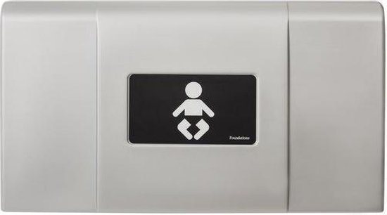Foundations Ultra 200-EH baby verschoontafel van kunststof in Metallic – opklapbaar met wandmontage - Inclusief ingebouwde dispenser en dubbele tassenhaken