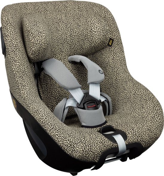 Autostoelhoes Geschikt voor Maxi Cosi Pearl 360 - Maxi Cosi Hoes Groep 0-1 - Zacht Katoen - Perfecte Pasvorm - Zand Luipaard
