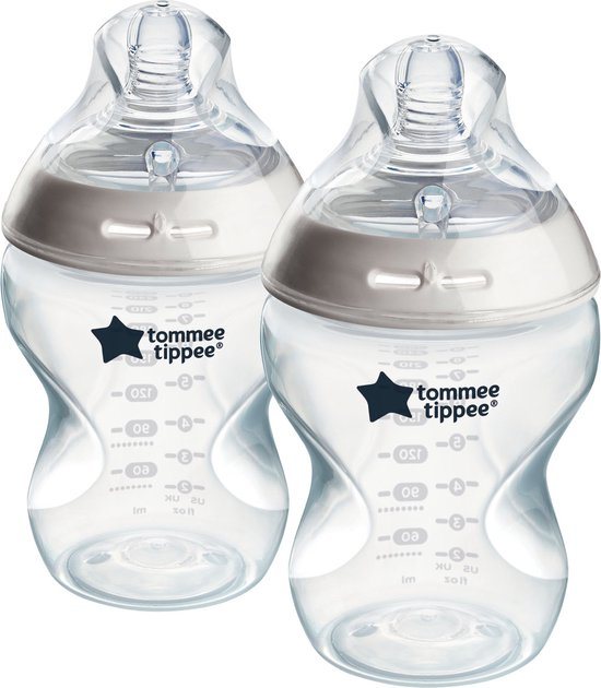 Tommee Tippee Natural Start Babyflessen - set van 2 x 260ml baby flessen - Lage toevoersnelheid 3m+