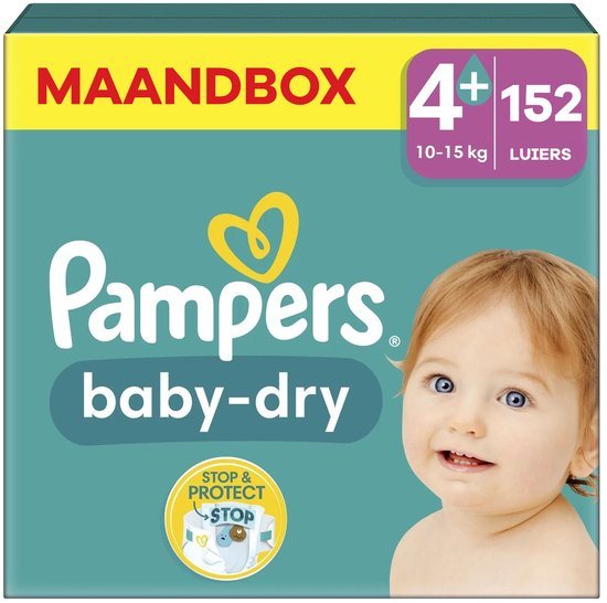 Pampers - Baby Dry - Maat 4+ - Maandbox - 152 stuks - 10/15 KG