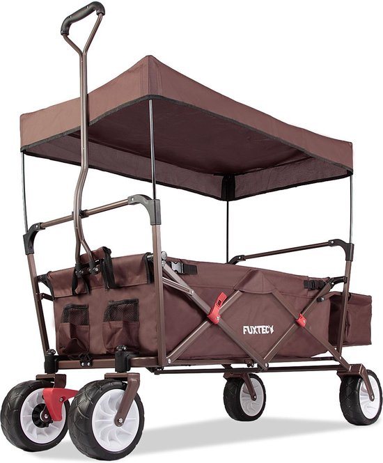 FUXTEC CT350 Wild Cruiser Bolderkar met Dak - Opvouwbaar - 75 kg - Bruin - Strand & Kinderen