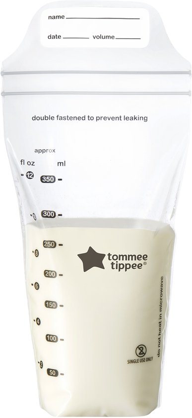 Tommee Tippee Closer to Nature - bewaarzakjes voor moedermelk - vooraf gesteriliseerde - veilige dubbele afsluiting - voor eenmalig gebruik - 350 ml - 36 stuks