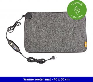 VH Regelbare warme voeten mat "Etna" 40 x 60 cm (110 Watt) - LCD controller met 4 standen - Timerfunctie - Plug&Heat - Zuinig in gebruik
