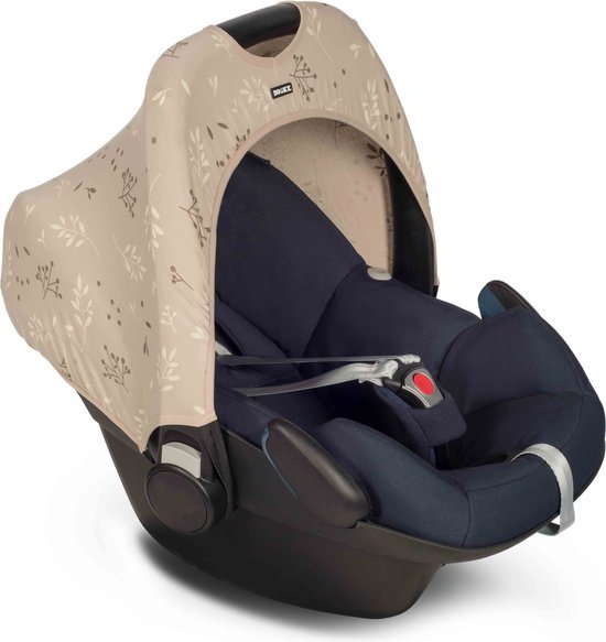 Dooky Hoody voor Autostoel 0+ - Leaves Beige – Universele Zonnekap met UPF40+ UV-Bescherming – Comfortabel, Wasbaar & Beschermt tegen Licht, Wind en Regen