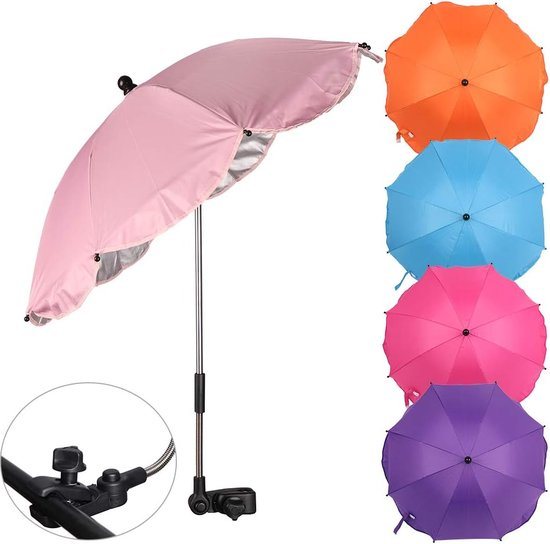 BabySun Parasol voor kinderwagen, parasol voor pasgeborenen, universele zonwering voor pasgeborenen, opvouwbaar, met houder voor eenvoudige montage, rood