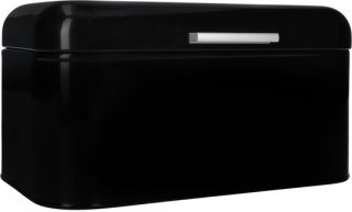 QUVIO Broodtrommel - Brooddoos - Brood bewaren - Vershouddoos voor brood - Brooddoos - Klepdeksel - Scharnierdeksel - Zwart - Ijzer - Geschikt voor één heel brood - 20 x 30 x 16 cm