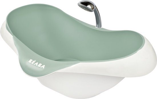 Béaba Camele'O Bad - Compact 29L Babybad met Afvoerplug - Ergonomisch & Antislip Bad - Met Douchekop Steun - Vanaf 0 Maanden - Gemaakt in Frankrijk - Groen