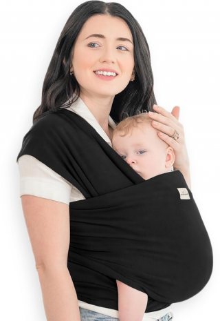 Frummel Baby Draagdoek Zwart - Draagzak - Baby Wrap - Baby carrier - Draagdoek geweven - Baby 0-36 maanden - Newborn