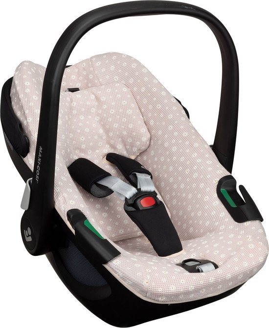 Maxi Cosi Hoes Pebble 360 Pro (2) - Waterdicht gevoerd dus echt superhandig - Zomerhoes - Autostoelhoes Groep 0 - Zacht Oeko-Tex Katoen - Perfecte Pasvorm - Mét Bijpassende Gordelbeschermers - Daisy wafeltje