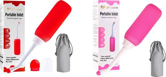 AFZstore® 2 draagbare bidets- bidet - Bidets- Roos– rood - Waterpulse – Vaginale Douche - Mobiele Bidet – Bidet Handdouche - Zwanger – toilet accessories -Draagbaar bidet -Inhoud van 500 ml - Geschikt voor iedereen-