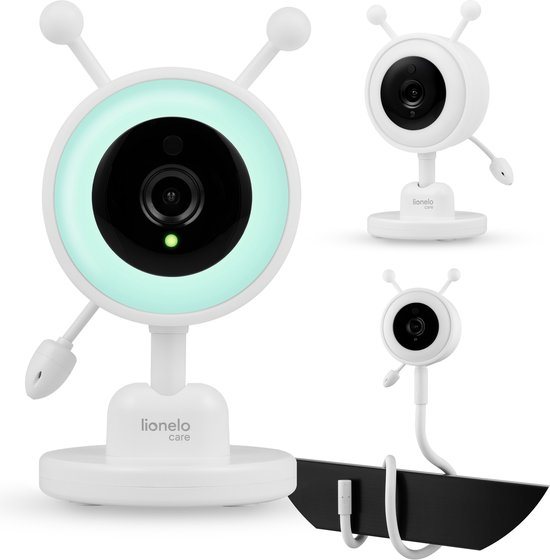 Lionelo Babyline 3.4 Camera – Extra Camera voor Babyfoon Babyline 3.4 – Nachtzicht tot 10 m – RGB Nachtlampje – 4× Zoom – Bereik 300 m – Flexibele Montagearm – Uitbreiding tot 4 Camera’s