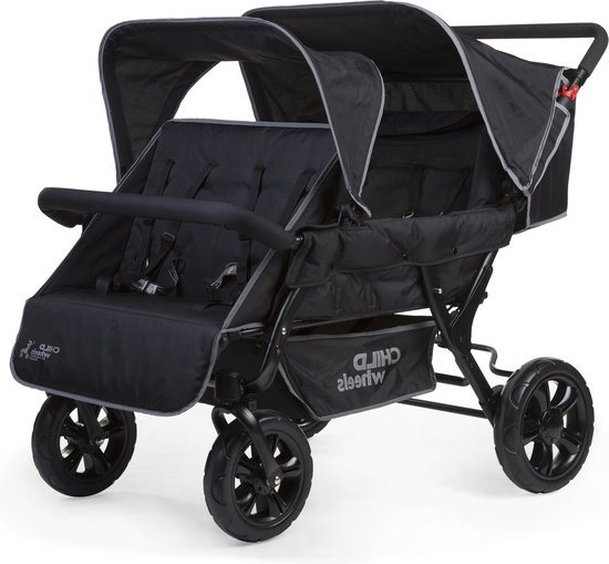 Childhome Two By Two Wandelwagen buggy - 4 Zits - Kinderwagen incl. regenhoes en zonnekap - 120x85x103cm