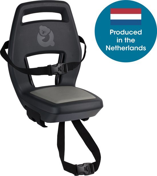 Qibbel Junior 6+ Fietsstoeltje Achter Bagagedrager bevestiging - Antraciet- inclusief voetsteunen