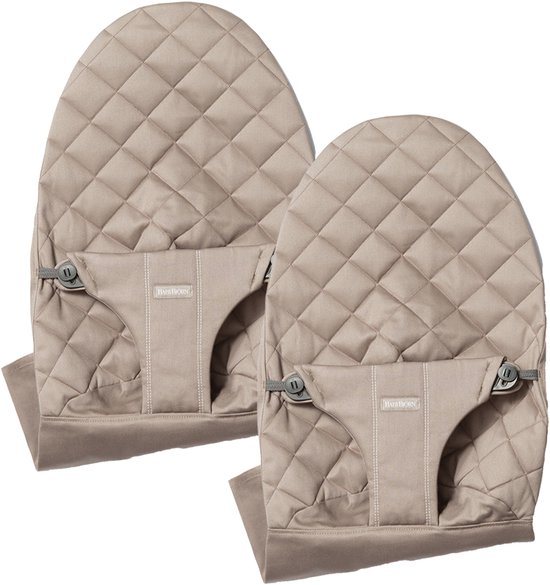 BabyBjörn set van 2 Stoffen Zittingen voor BabyBjörn Wipstoel - Geweven klassieke quilt - Zandgrijs