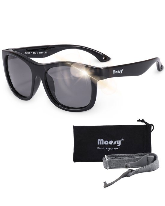 Maesy Baby Zonnebril Luca - 1 t/m 3 jaar - Elastiek - Flexibel - UV400 Bescherming - Zonnebril Kind - Zwart