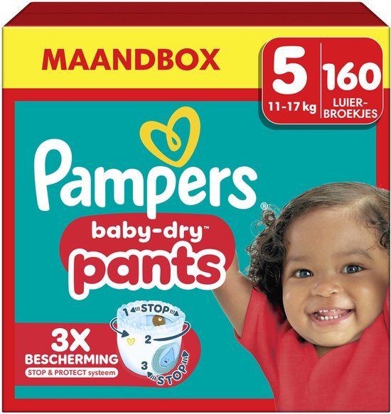 Pampers Baby-Dry Pants Luierbroekjes Maat 5, 160 Luierbroekjes, 11kg-17kg