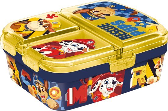 PAW Patrol Kinderlunchbox – Broodtrommel met 4 vakken voor kinderen vanaf 4 jaar - Vaatwasserbestendig & BPA-vrij - Geel/Blauw