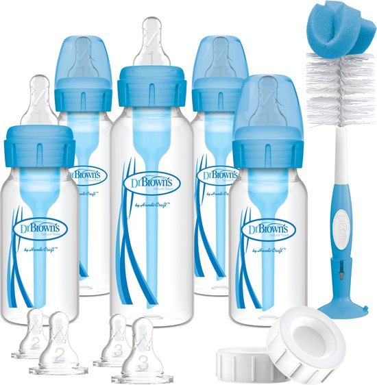 Dr. Brown's Options+ Anti-Colic Starterset - Smalle halsfles - Blauw
