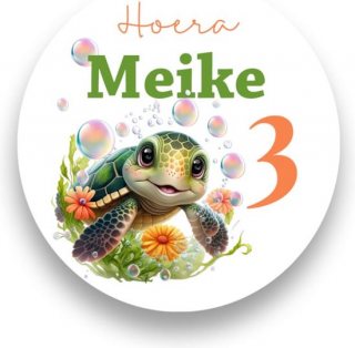 Traktatie Stickers Met Naam en Leeftijd - Turtle- Gepersonaliseerd - Sluitstickers - Kinderfeest Traktatie - Uitdelen - Uitdeeltraktatie - Traktatiestickers Pimp Studio