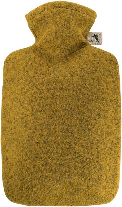Warm water kruik met viltlook hoes - oker geel - 2 liter - viltlook