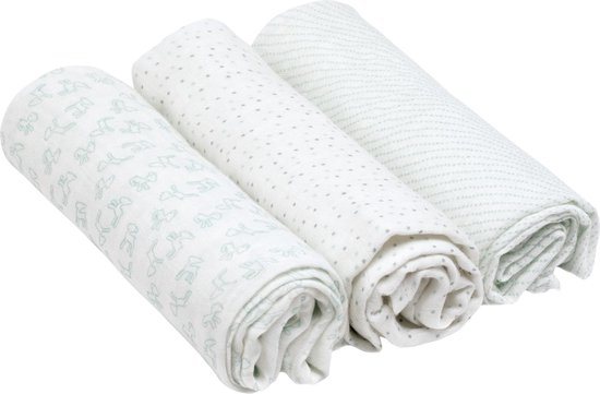 Lässig bamboo swaddle & burp doek / luier 80x80cm lela mint - 3 stuks
