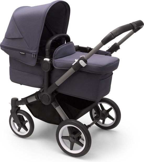 Bugaboo Donkey 5 Mono, om te toveren tot duokinderwagen waarin je kindjes naast elkaar zitten, Graphite/Stormy Blue